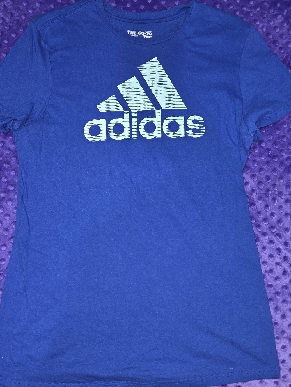 adidas Royal Blue Tee with Light Blue Striped Logo